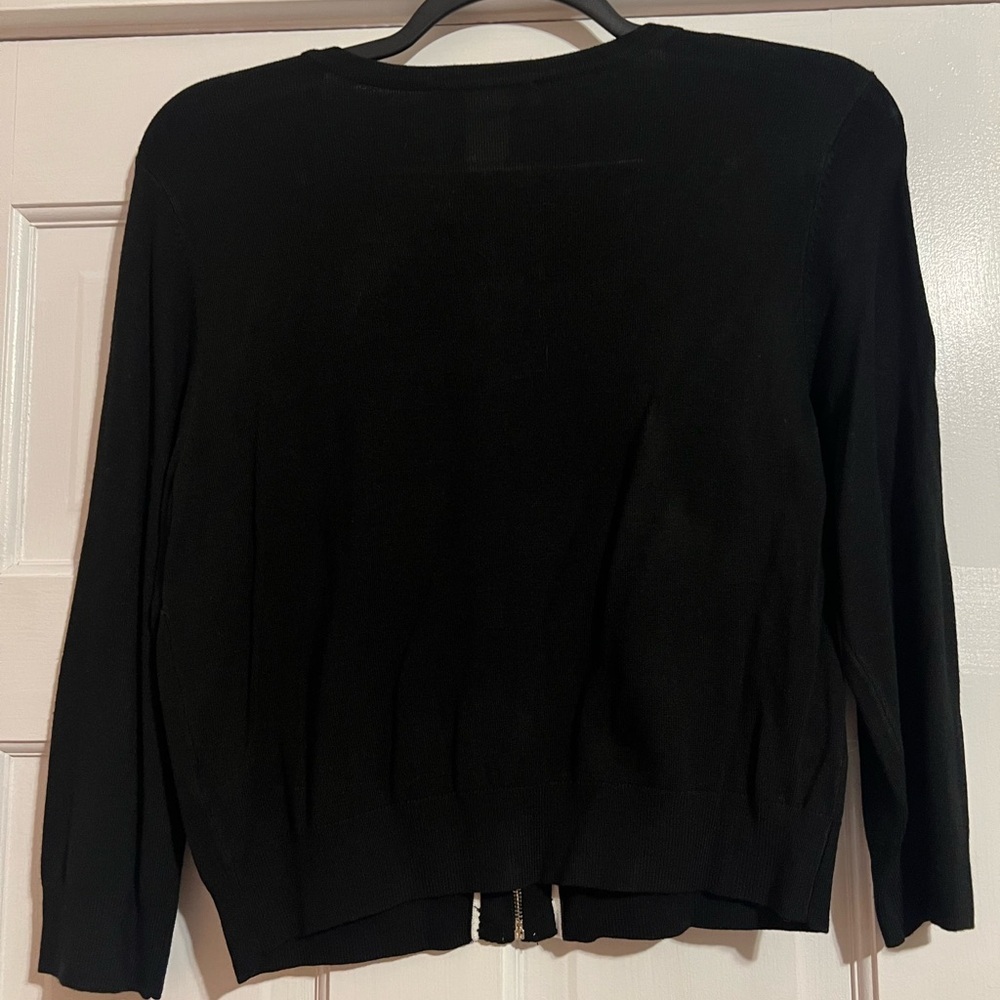#37 WHITE HOUSE BLACK MARKET • CARDIGAN W. LEATHER TRlM • NWT - Picture 5 of 5